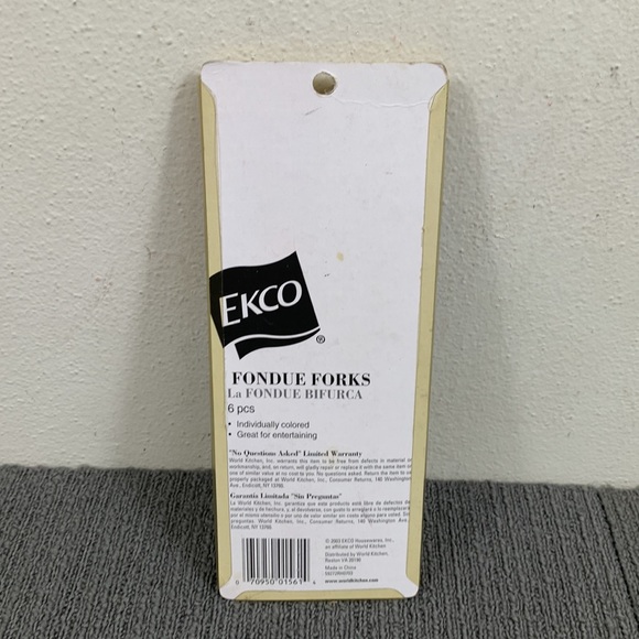 Vtg Ekco Fondue Forks Individually Colored Ends 6 Pcs New in package 59272 - Picture 3 of 10